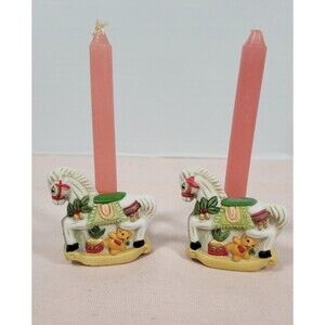 Nobel Hall Ceramic Rocking Horse Candleholders